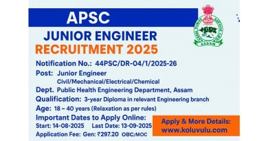 APSC Junior Engineer Notification 2025