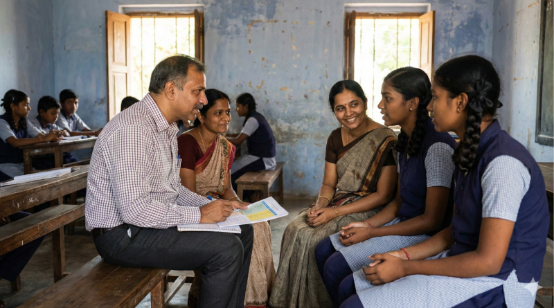 Indian career counsellor guiding students in government school under EdCIL recruitment 2026