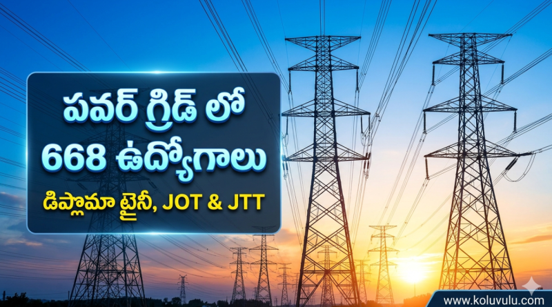 Power Grid (PGCIL) Recruitment 2026 – Apply for 668 Diploma Trainee, JOT & JTT Posts.