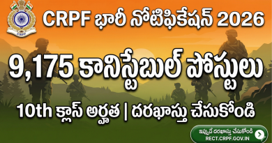 CRPF Constable Technical and Tradesmen Recruitment 2026 official notification details in Telugu