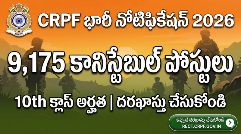 CRPF Constable Technical and Tradesmen Recruitment 2026 official notification details in Telugu